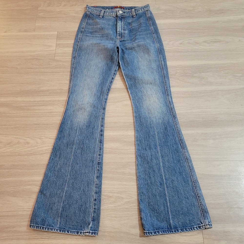 7 For All Mankind Womens High Waist Flare Jeans Medium Wash Size 27 Cotton Denim